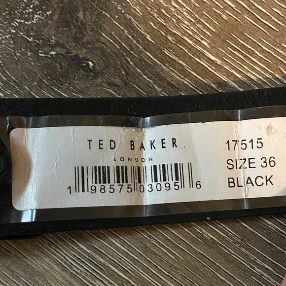 Ted Baker London Black Woven Basket Weave Design Leather Belt Sz 36 Mens